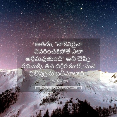 Picture 05 - అపొస్తలుల కార్యములు 8:31 TELIRV - అతడు, “నాకెవరైనా - Bible Verse Picture