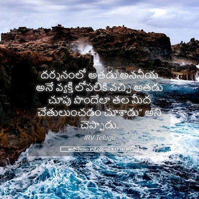 Picture 05 - అపొస్తలుల కార్యములు 9:12 TELIRV - దర్శనంలో అతడు - Bible Verse Picture