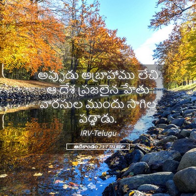Picture 05 - ఆదికాండం 23:7 TELIRV - అప్పుడు అబ్రాహాము - Bible Verse Picture