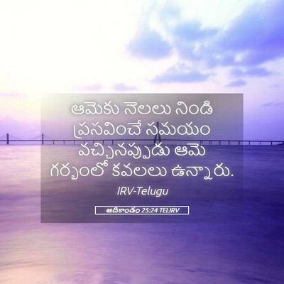 Picture 05 - ఆదికాండం 25:24 TELIRV - ఆమెకు నెలలు నిండి - Bible Verse Picture
