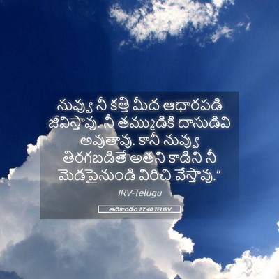 Picture 05 - ఆదికాండం 27:40 TELIRV - నువ్వు నీ కత్తి - Bible Verse Picture