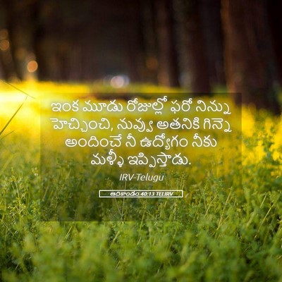 Picture 05 - ఆదికాండం 40:13 TELIRV - ఇంక మూడు రోజుల్లో - Bible Verse Picture