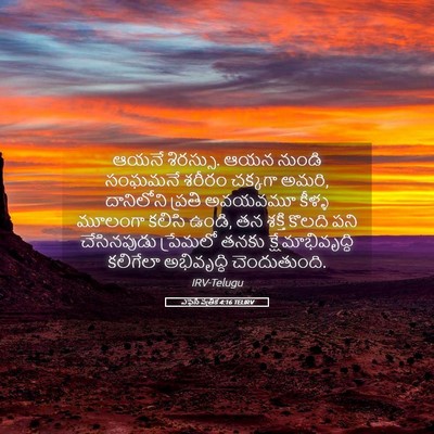 Picture 05 - ఎఫెసీ పత్రిక 4:16 TELIRV - ఆయనే శిరస్సు. ఆయన - Bible Verse Picture