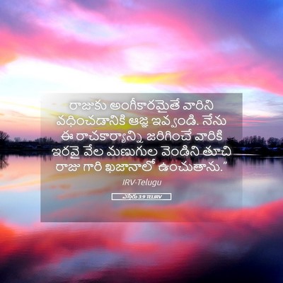 Picture 05 - ఎస్తేరు 3:9 TELIRV - రాజుకు - Bible Verse Picture