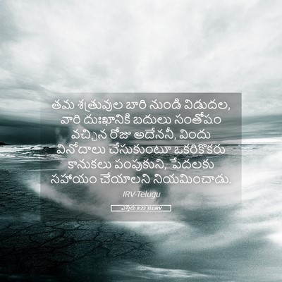 Picture 05 - ఎస్తేరు 9:22 TELIRV - తమ శత్రువుల బారి - Bible Verse Picture