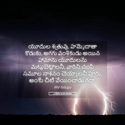 Picture 05 - ఎస్తేరు 9:24 TELIRV - యూదుల శత్రువు, - Bible Verse Picture