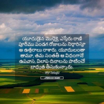 Picture 05 - ఎస్తేరు 9:31 TELIRV - యూదుడైన మొర్దెకై, - Bible Verse Picture