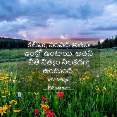 Picture 05 - కీర్తన 112:3 TELIRV - కలిమి, సంపద అతని - Bible Verse Picture