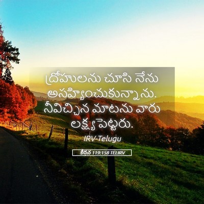 Picture 05 - కీర్తన 119:158 TELIRV - ద్రోహులను చూసి - Bible Verse Picture