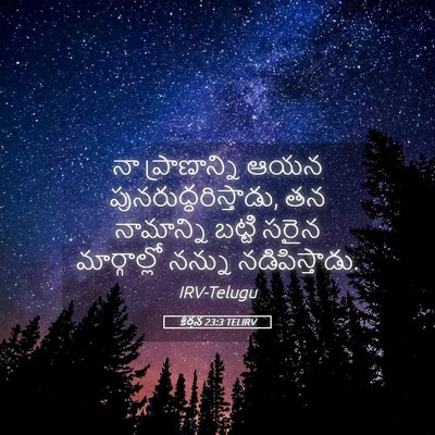 Picture 05 - కీర్తన 23:3 TELIRV - నా ప్రాణాన్ని ఆయన - Bible Verse Picture