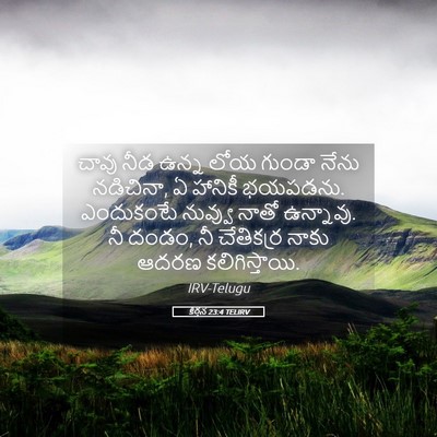 Picture 05 - కీర్తన 23:4 TELIRV - చావు నీడ ఉన్న లోయ - Bible Verse Picture