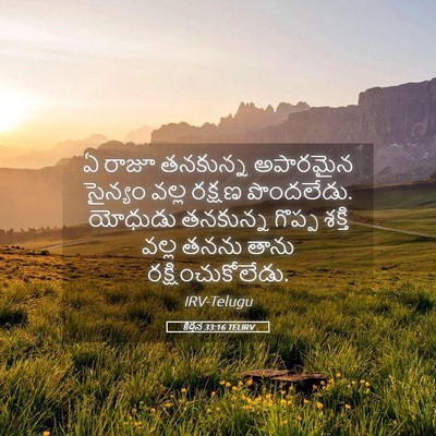 Picture 05 - కీర్తన 33:16 TELIRV - ఏ రాజూ తనకున్న - Bible Verse Picture