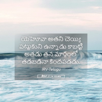 Picture 05 - కీర్తన 37:24 TELIRV - యెహోవా అతని - Bible Verse Picture