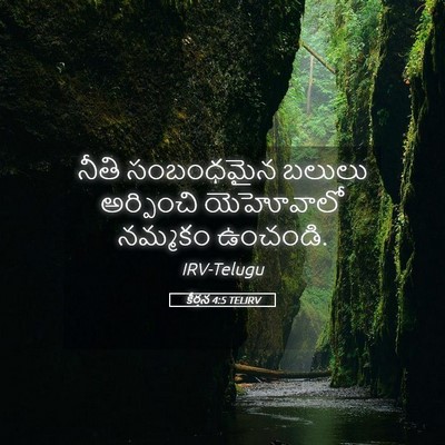 Picture 05 - కీర్తన 4:5 TELIRV - నీతి సంబంధమైన - Bible Verse Picture