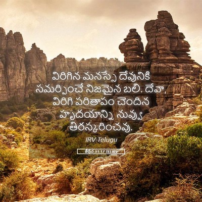 Picture 05 - కీర్తన 51:17 TELIRV - విరిగిన మనస్సే - Bible Verse Picture