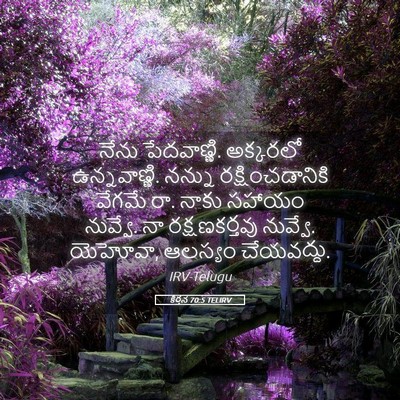 Picture 05 - కీర్తన 70:5 TELIRV - నేను పేదవాణ్ణి. - Bible Verse Picture