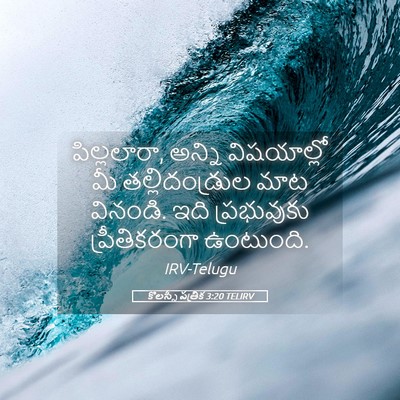 Picture 05 - కొలస్సీ పత్రిక 3:20 TELIRV - పిల్లలారా, అన్ని - Bible Verse Picture