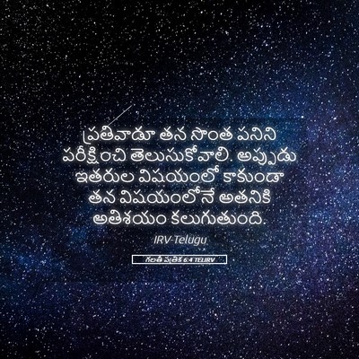 Picture 05 - గలతీ పత్రిక 6:4 TELIRV - ప్రతివాడూ తన సొంత - Bible Verse Picture