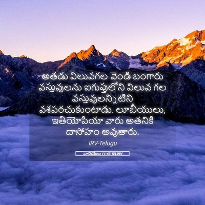 Picture 05 - దానియేలు 11:43 TELIRV - అతడు విలువగల - Bible Verse Picture