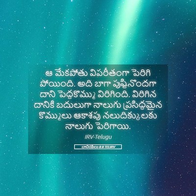 Picture 05 - దానియేలు 8:8 TELIRV - ఆ మేకపోతు - Bible Verse Picture