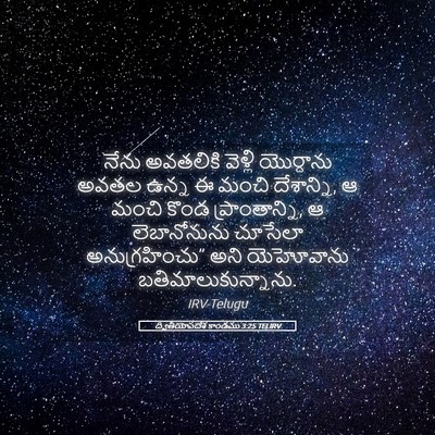 Picture 05 - ద్వితీయోపదేశ కాండము 3:25 TELIRV - నేను అవతలికి - Bible Verse Picture
