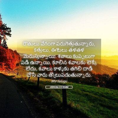 Picture 05 - నహూము 3:3 TELIRV - రౌతులు వేగంగా - Bible Verse Picture