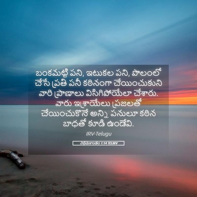 Picture 05 - నిర్గమకాండం 1:14 TELIRV - బంకమట్టి పని, - Bible Verse Picture