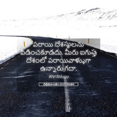 Picture 05 - నిర్గమకాండం 22:21 TELIRV - పరాయి దేశస్థులను - Bible Verse Picture