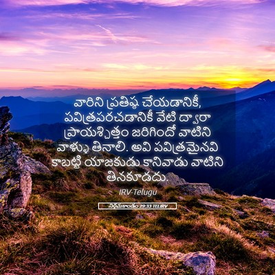 Picture 05 - నిర్గమకాండం 29:33 TELIRV - వారిని ప్రతిష్ఠ - Bible Verse Picture