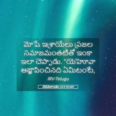 Picture 05 - నిర్గమకాండం 35:4 TELIRV - మోషే ఇశ్రాయేలు - Bible Verse Picture