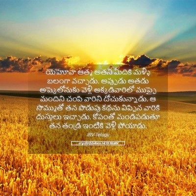 Picture 05 - న్యాయాధిపతులు 14:19 TELIRV - యెహోవా ఆత్మ అతని - Bible Verse Picture