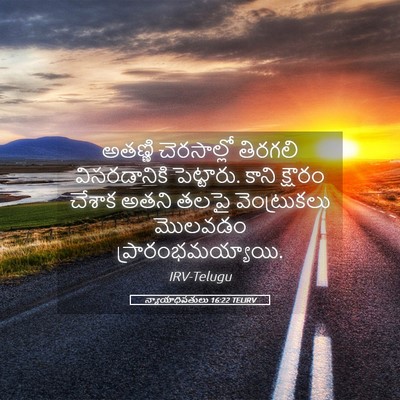 Picture 05 - న్యాయాధిపతులు 16:22 TELIRV - అతణ్ణి చెరసాల్లో - Bible Verse Picture