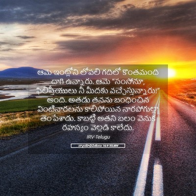 Picture 05 - న్యాయాధిపతులు 16:9 TELIRV - ఆమె ఇంట్లోని - Bible Verse Picture