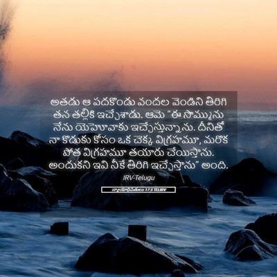 Picture 05 - న్యాయాధిపతులు 17:3 TELIRV - అతడు ఆ పదకొండు - Bible Verse Picture