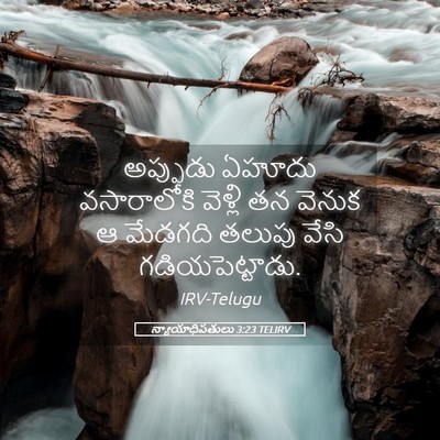 Picture 05 - న్యాయాధిపతులు 3:23 TELIRV - అప్పుడు ఏహూదు - Bible Verse Picture