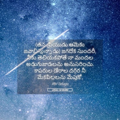 Picture 05 - పరమ 1:8 TELIRV - (తన ప్రియుడు ఆమెకు - Bible Verse Picture