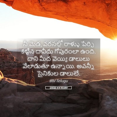Picture 05 - పరమ 4:4 TELIRV - నీ మెడ, వరసల్లో - Bible Verse Picture