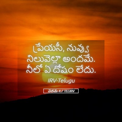 Picture 05 - పరమ 4:7 TELIRV - ప్రేయసీ, నువ్వు - Bible Verse Picture