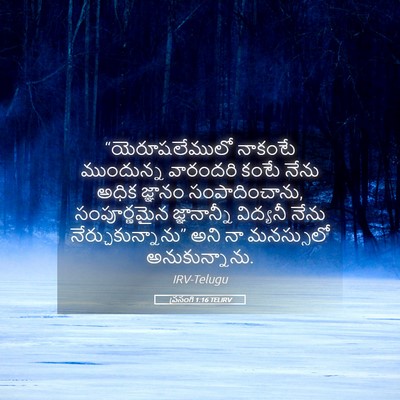 Picture 05 - ప్రసంగి 1:16 TELIRV - “యెరూషలేములో - Bible Verse Picture