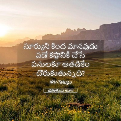 Picture 05 - ప్రసంగి 2:22 TELIRV - సూర్యుని కింద - Bible Verse Picture