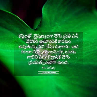 Picture 05 - ప్రసంగి 4:4 TELIRV - కష్టంతో, - Bible Verse Picture