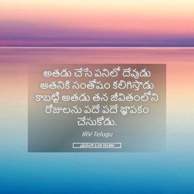 Picture 05 - ప్రసంగి 5:20 TELIRV - అతడు చేసే పనిలో - Bible Verse Picture