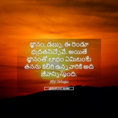 Picture 05 - ప్రసంగి 7:12 TELIRV - జ్ఞానం, డబ్బు, ఈ - Bible Verse Picture