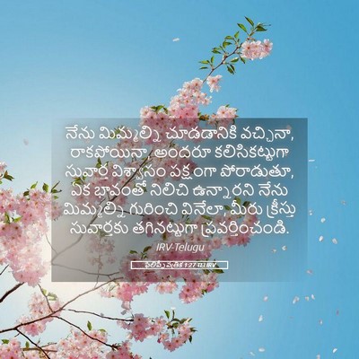 Picture 05 - ఫిలిప్పీ పత్రిక 1:27 TELIRV - నేను మిమ్మల్ని - Bible Verse Picture