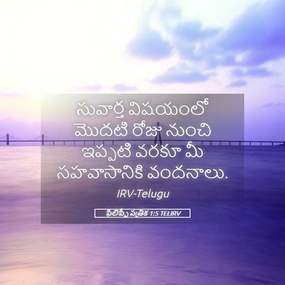 Picture 05 - ఫిలిప్పీ పత్రిక 1:5 TELIRV - సువార్త విషయంలో - Bible Verse Picture