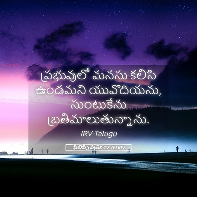 Picture 05 - ఫిలిప్పీ పత్రిక 4:2 TELIRV - ప్రభువులో మనసు - Bible Verse Picture