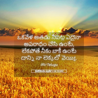 Picture 05 - ఫిలేమోను పత్రిక 1:18 TELIRV - ఒకవేళ అతడు నీపట్ల - Bible Verse Picture