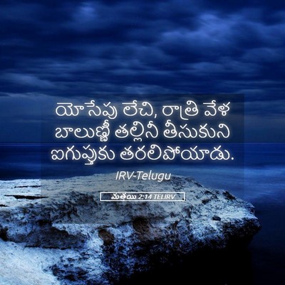 Picture 05 - మత్తయి 2:14 TELIRV - యోసేపు లేచి, - Bible Verse Picture