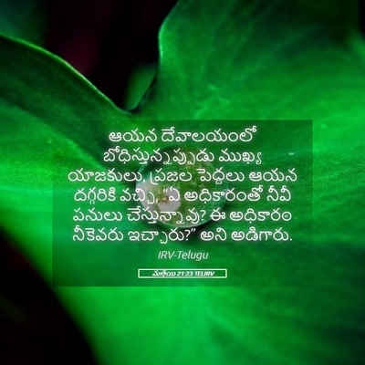 Picture 05 - మత్తయి 21:23 TELIRV - ఆయన దేవాలయంలో - Bible Verse Picture