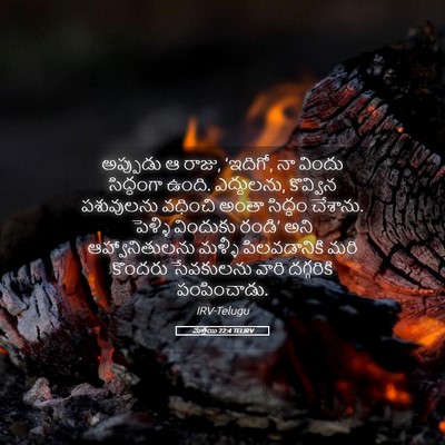 Picture 05 - మత్తయి 22:4 TELIRV - అప్పుడు ఆ రాజు, - Bible Verse Picture